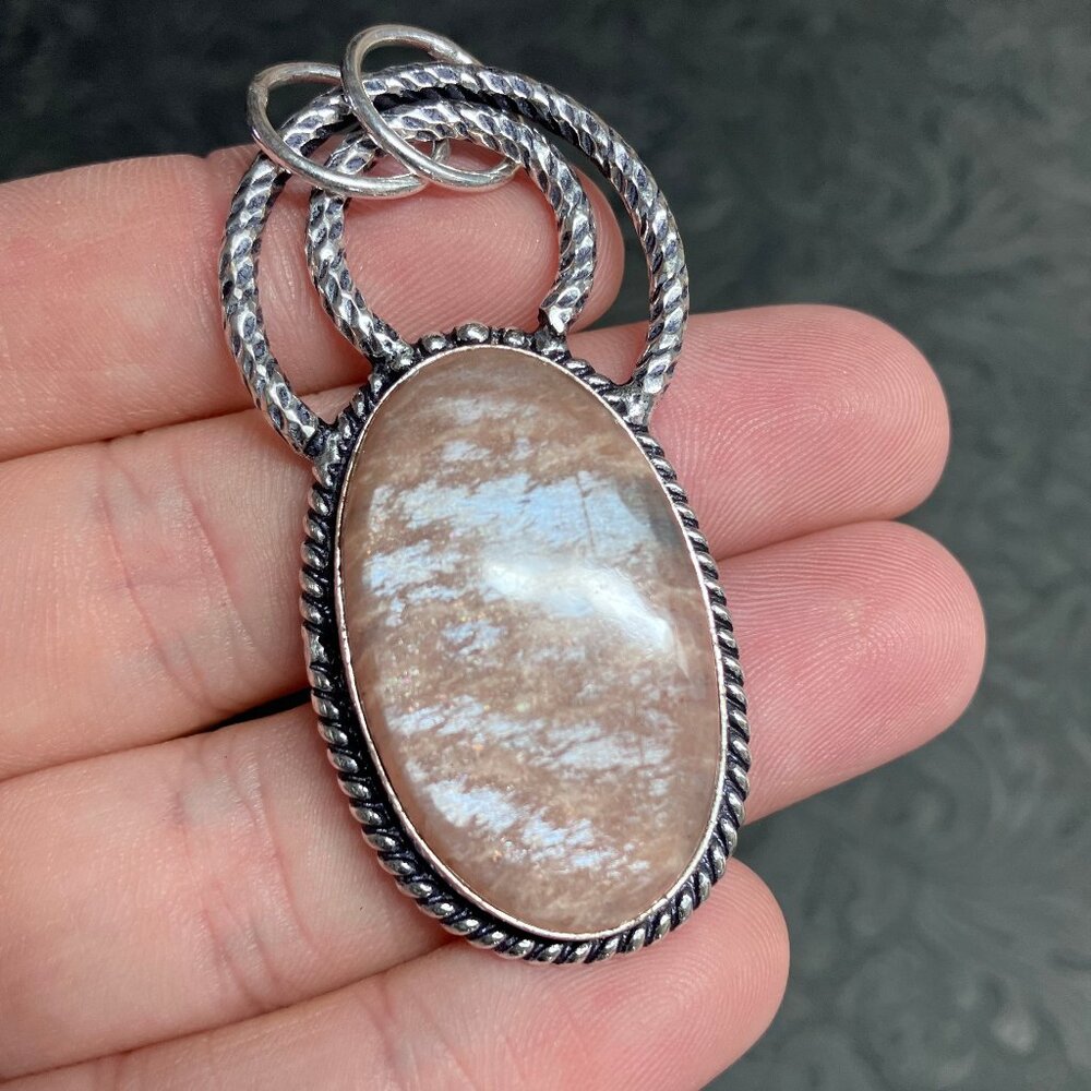 Black Chocolate Moonstone With Sunstone Pendant Stone Crystal Jewelry